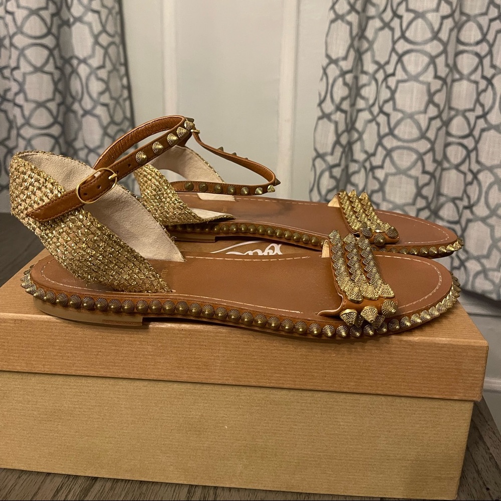 Christian Louboutin sandals. Cordorella spiked flat leather sandal. Size 41 NWOT